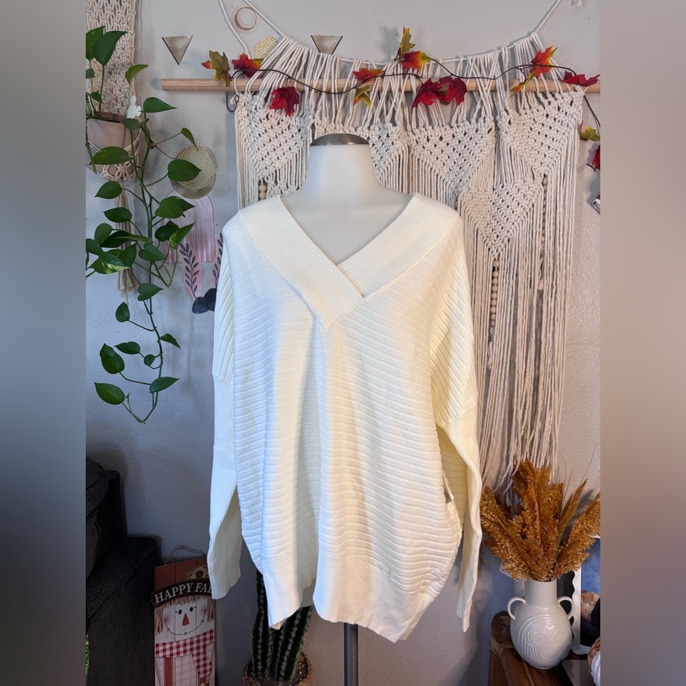 Madison Cream V-Neck Sweater